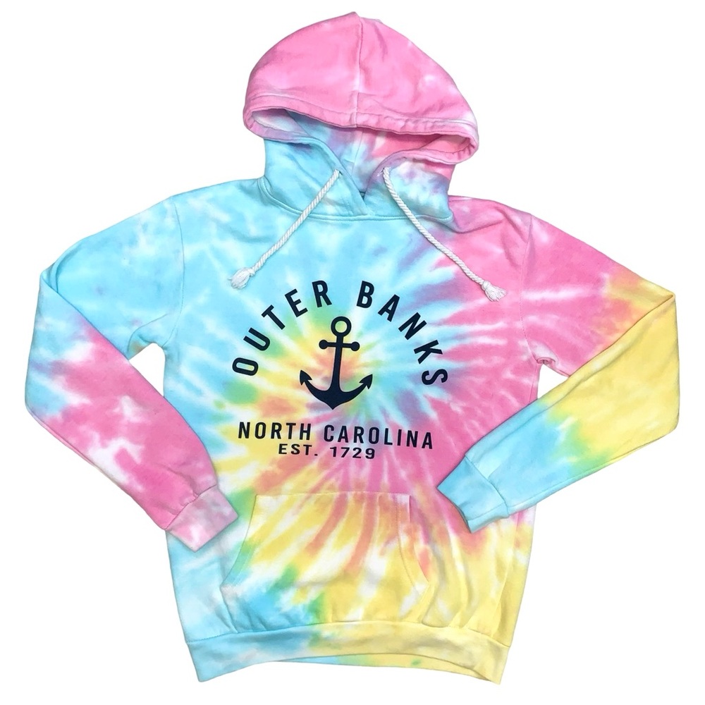 Dreamsicle North Carolina Outer Banks Tie Dye Hoodie Pullover Sweatshirt Large